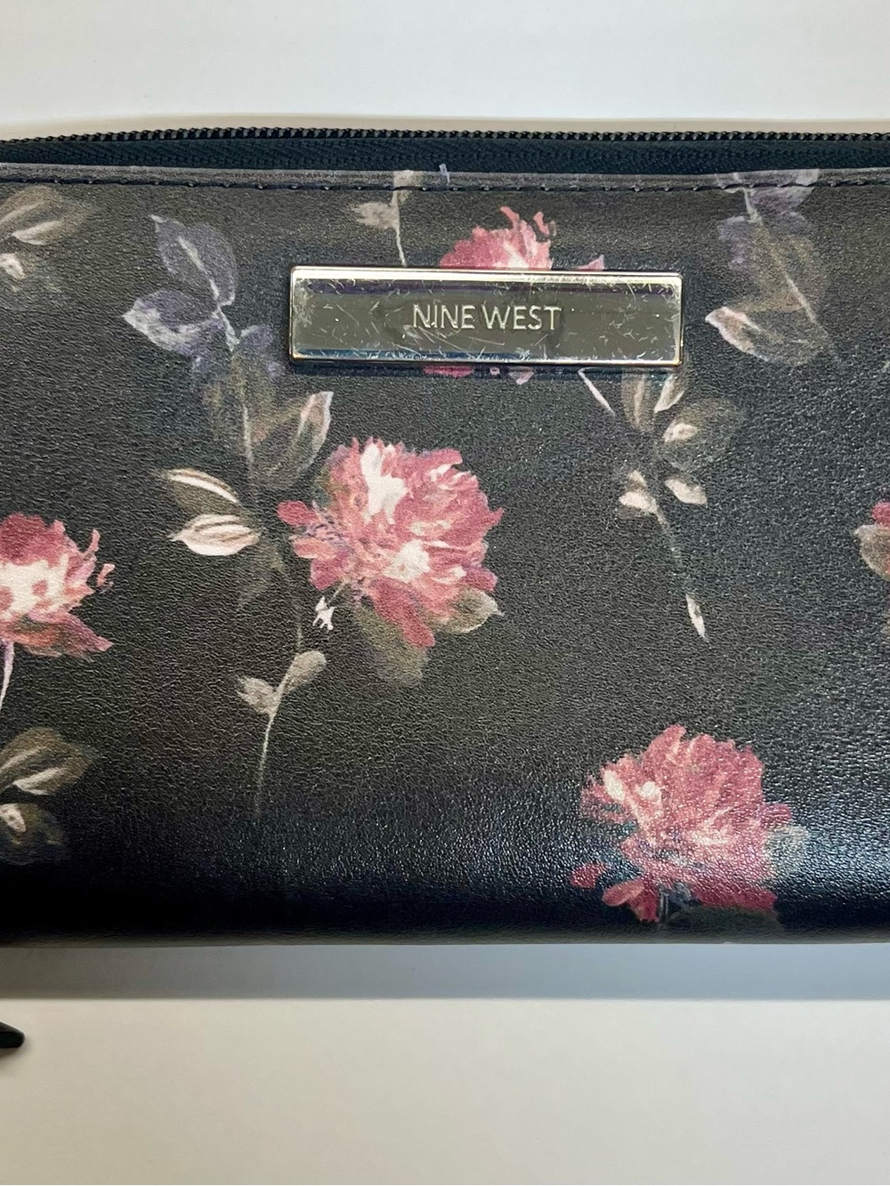 Nine West Black Wallet with Pink Floral Accents